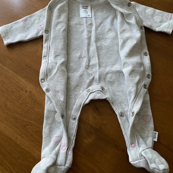 Target Tiny Baby Bodysuit Grey White & Pink - Picture 7 of 12